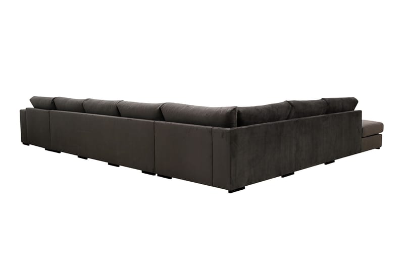 Grande Stor 7-seters U-Sofa med Divan Høyre - Mørkegrå Fløyel - Møbler - Sofaer - U-sofa