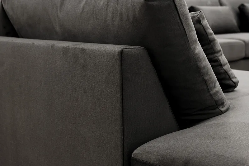 Grande Stor 7-seters U-Sofa med Divan Høyre - Mørkegrå Fløyel - Møbler - Sofaer - Fløyel sofaer