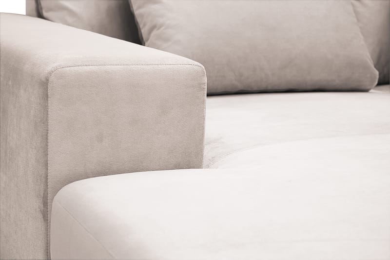 Grande Stor 7-seters U-Sofa med Divan Venstre - Beige Fløyel - Møbler - Sofaer - U-sofa