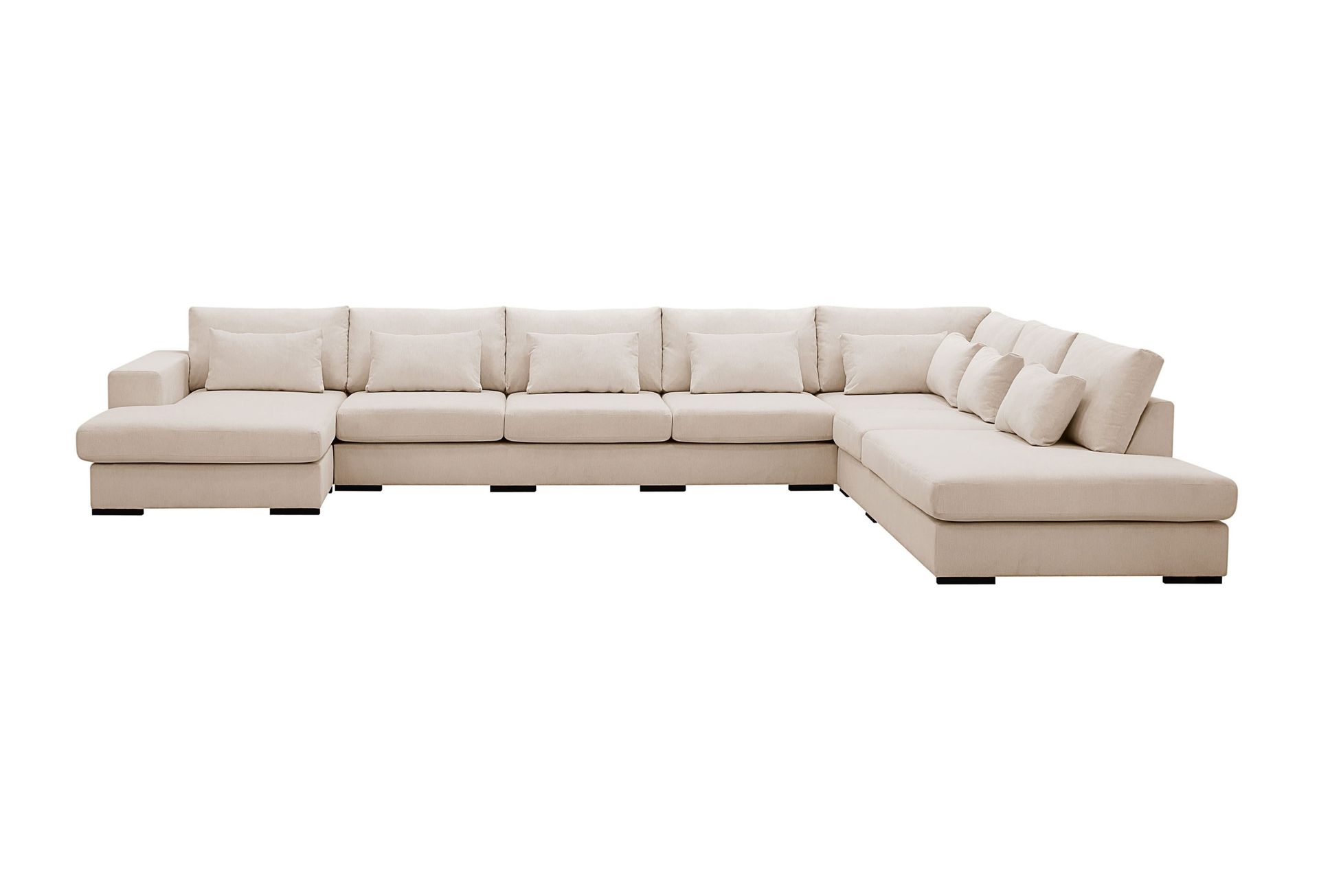 Grande Stor 7-seters U-Sofa med Divan Venstre - Beige Manchester