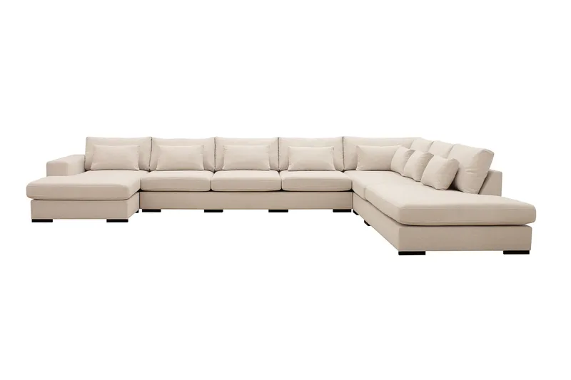Grande Stor 7-seters U-Sofa med Divan Venstre - Beige Stoff - Møbler - Sofaer - Modulsofaer - Komplett modulsofa