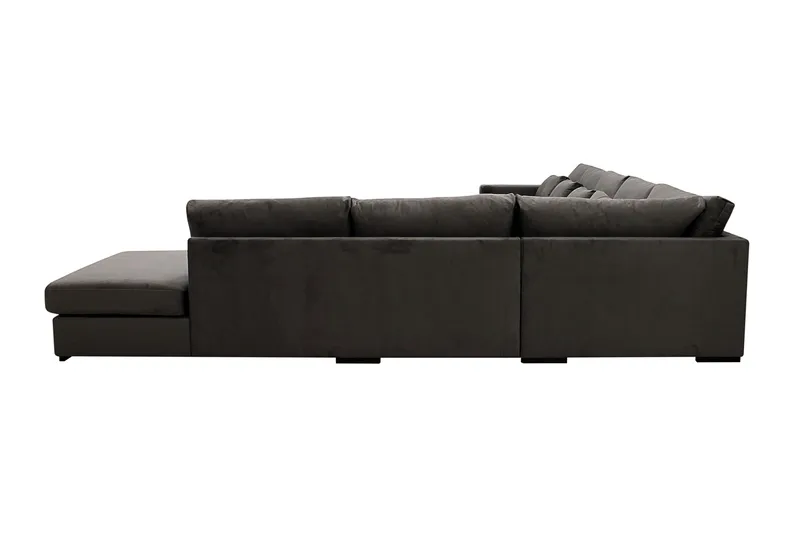 Grande Stor 7-seters U-Sofa med Divan Venstre - Mørkegrå Fløyel - Møbler - Sofaer - Fløyel sofaer
