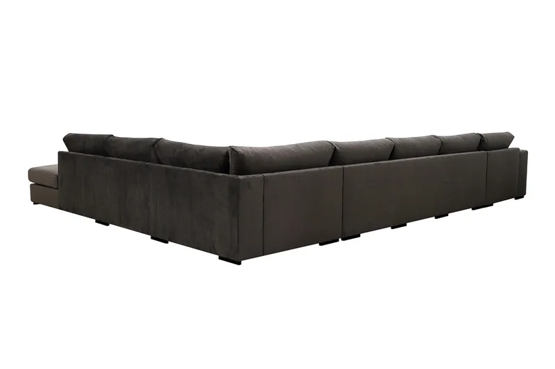 Grande Stor 7-seters U-Sofa med Divan Venstre - Mørkegrå Fløyel - Møbler - Sofaer - Fløyel sofaer
