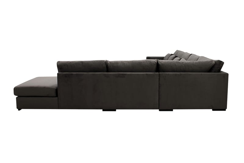 Grande Stor 7-seters U-Sofa med Divan Venstre - Mørkegrå Fløyel - Møbler - Sofaer - U-sofa