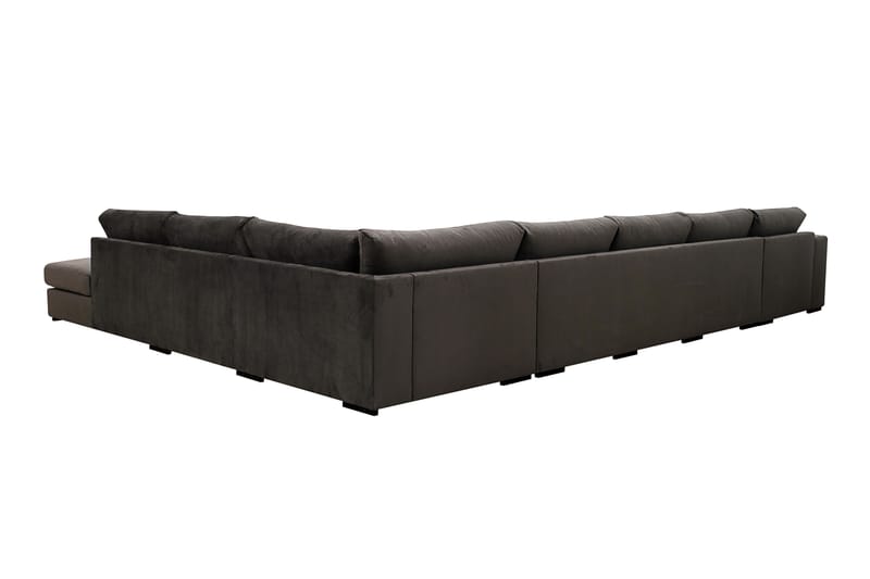 Grande Stor 7-seters U-Sofa med Divan Venstre - Mørkegrå Fløyel - Møbler - Sofaer - U-sofa