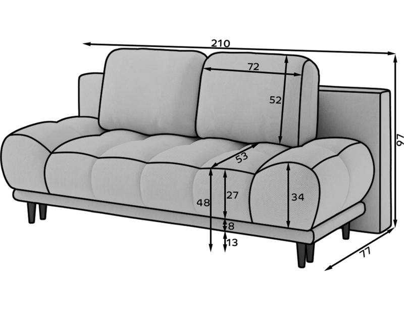 Guavio 2-seters Bubblig sovesofa med oppbevaring - Calmora 03 - Møbler - Sofaer - Sovesofaer