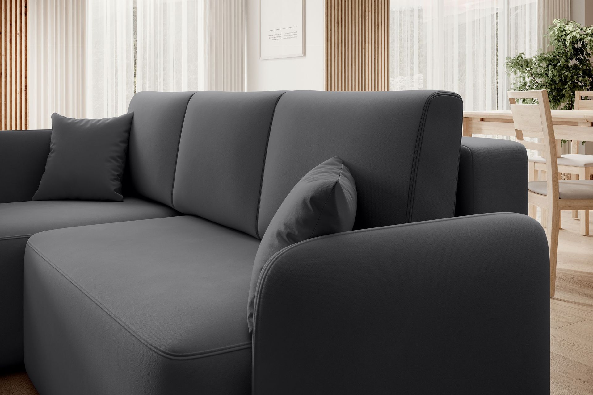 Hadson 3-seters Sofa med Divan - Mørk grå - Møbler - Sofaer - Sofa med sjeselong