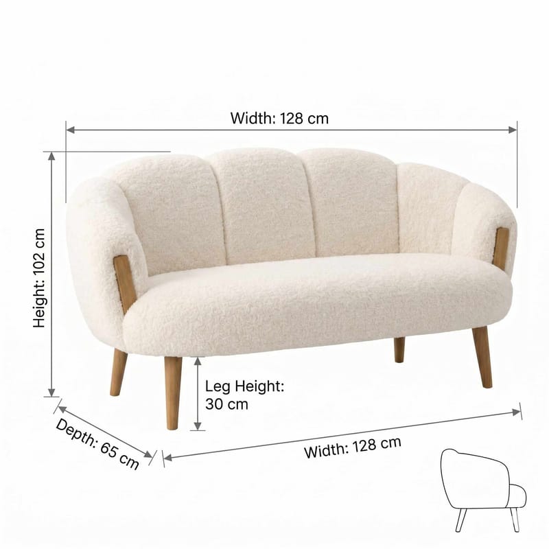 Hafing 2-seters Buet Sofa i Tre med Tekstil - Kremhvit - Møbler - Sofaer - 2 seter sofa