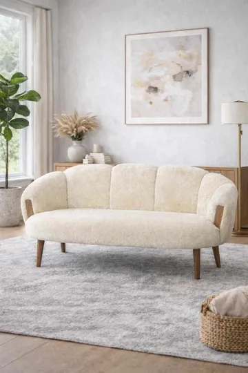 Hafing 2-seters Buet Sofa i Tre med Tekstil - Kremhvit - Møbler - Sofaer - 2 seter sofa
