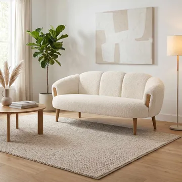 Hafing 2-seters Buet Sofa i Tre med Tekstil - Kremhvit - Møbler - Sofaer - 2 seter sofa
