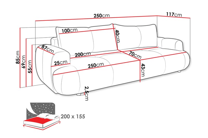 Handu Sovesofa 3-Seter - Hvit - Møbler - Sofaer - Sovesofaer