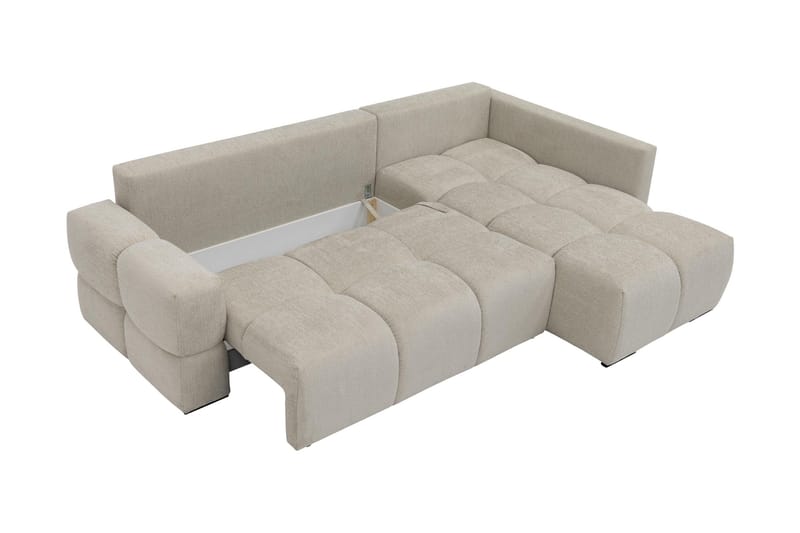 Hardam Sovesofa med Sjeselong 3-seter i Chenille - Beige - Møbler - Sofaer - Sovesofaer