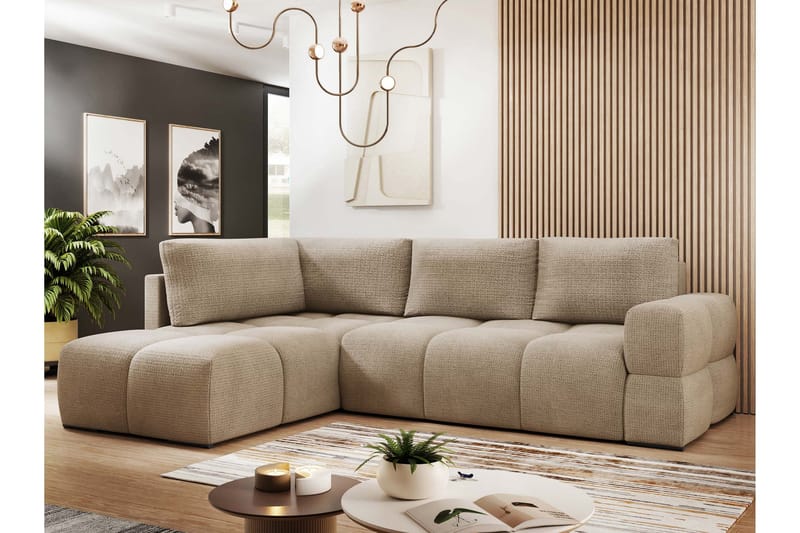 Hardam Sovesofa med Sjeselong 3-seter i Chenille - Brun - Møbler - Sofaer - Sovesofaer