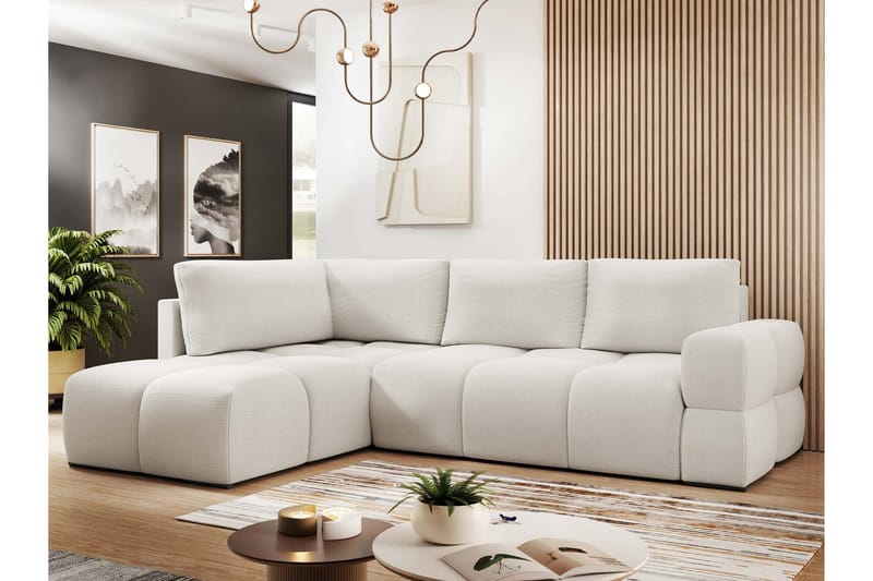 Hardam Sovesofa med Sjeselong 3-seter i Chenille - Lysegrå - Møbler - Sofaer - Sovesofaer