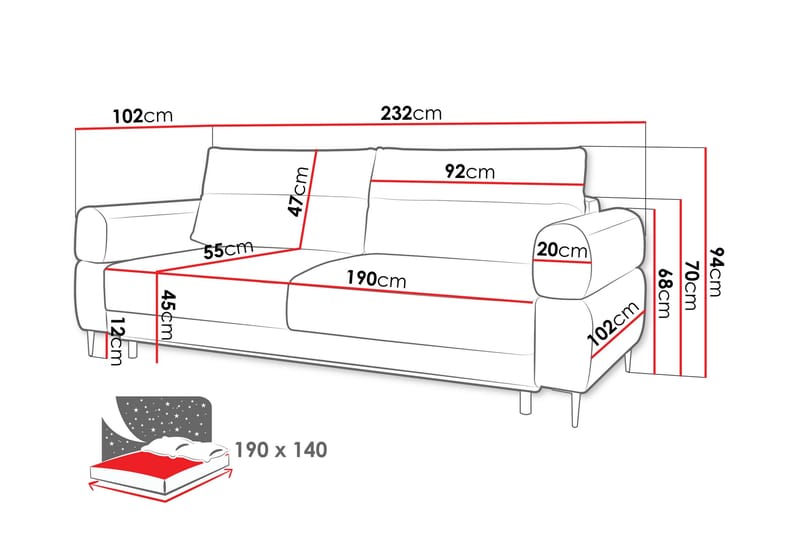 Hawara Sovesofa 2-Seter - Grå - Møbler - Sofaer - Sovesofaer