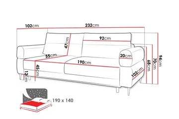 Hawara Sovesofa 2-Seter - Grå - Møbler - Sofaer - Sovesofaer