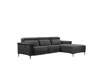 Hjørnesofa 3-seter Lund Antrasitt, Belfast-stoff, Høyre Manuell Recliner