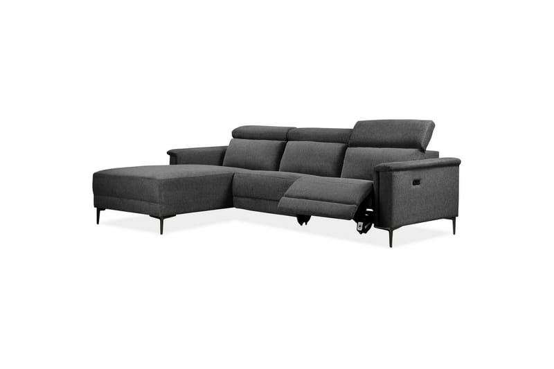 Hjørnesofa 3-seter Lund Antrasitt, Belfast-stoff, Venstre Elektrisk Recliner - Antrasitt, Belfast-stoff, Venstre Elektrisk Recliner - Møbler - Sofaer - Reclinersofaer