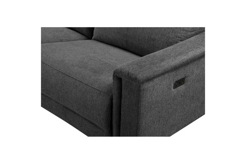 Hjørnesofa 3-seter Lund Antrasitt, Belfast-stoff, Venstre Elektrisk Recliner - Antrasitt, Belfast-stoff, Venstre Elektrisk Recliner - Møbler - Sofaer - Reclinersofaer