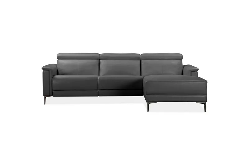 Hjørnesofa 3-seter Lund Grå, Lær/PU, Høyre Elektrisk Recliner - Grå, Lær/PU, Høyre Elektrisk Recliner - Møbler - Sofaer - Skinnsofaer