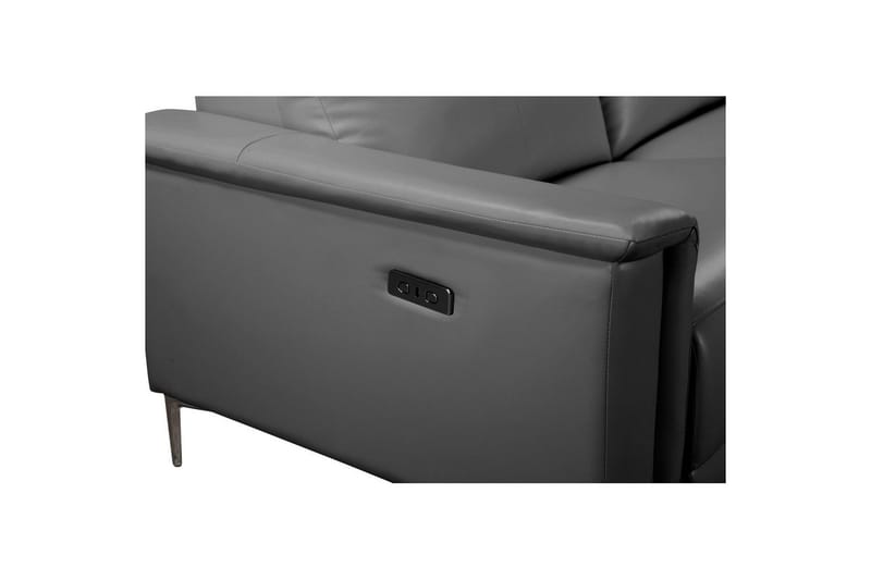 Hjørnesofa 3-seter Lund Grå, Lær/PU, Høyre Elektrisk Recliner - Grå, Lær/PU, Høyre Elektrisk Recliner - Møbler - Sofaer - Skinnsofaer