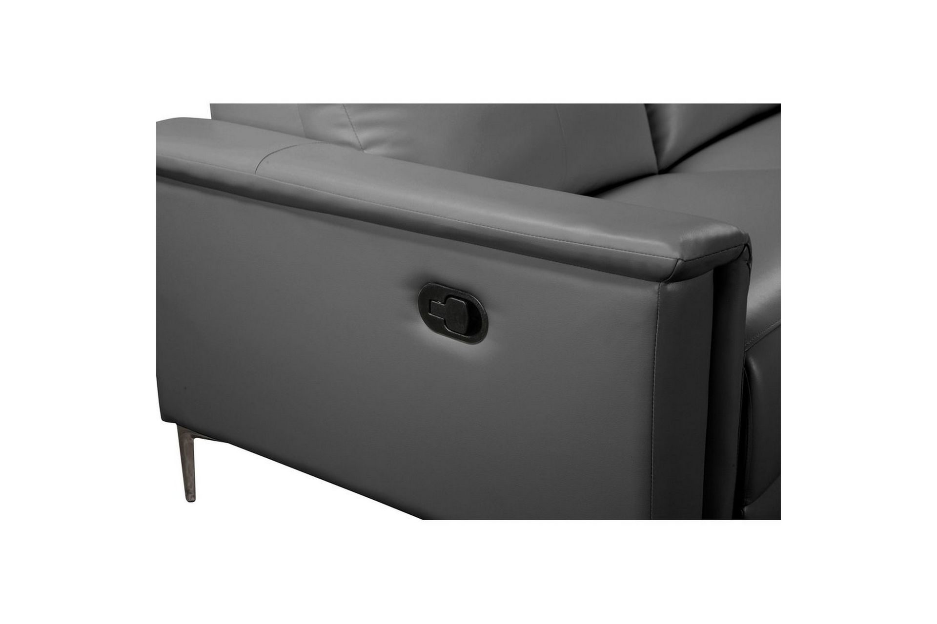 Hjørnesofa 3-seter Lund Grå, Lær/PU, Høyre Manuell Recliner - Grå, Lær/PU, Høyre Manuell Recliner - Møbler - Sofaer - Skinnsofaer