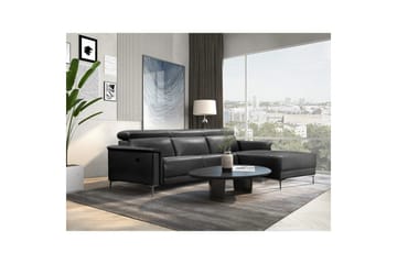 Hjørnesofa 3-seter Lund Grå, Lær/PU, Høyre Manuell Recliner - Grå, Lær/PU, Høyre Manuell Recliner - Møbler - Sofaer - Skinnsofaer