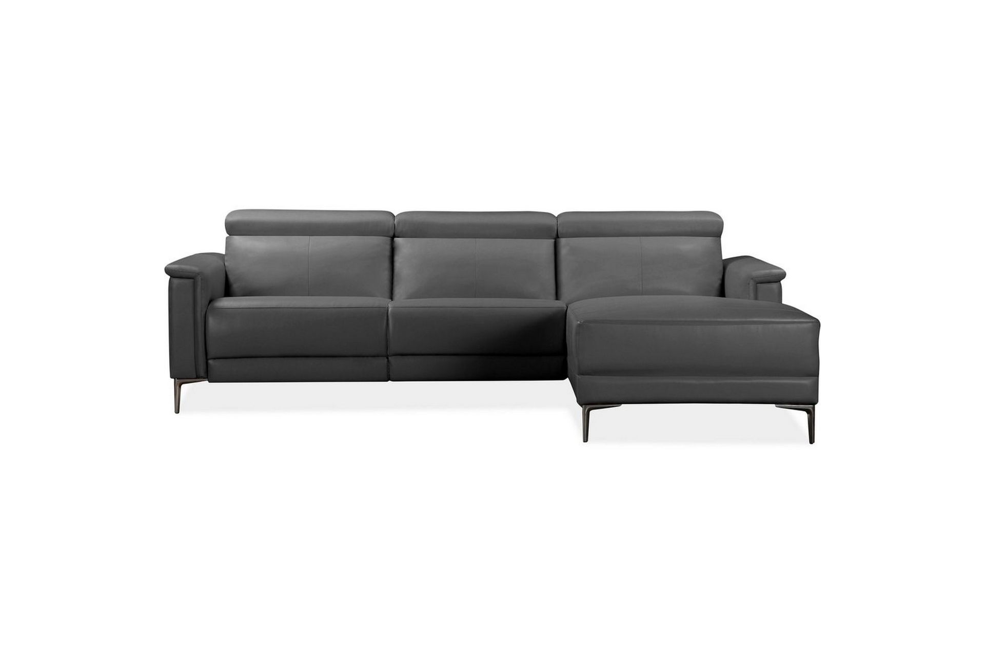 Hjørnesofa 3-seter Lund Grå, Lær/PU, Høyre Manuell Recliner - Grå, Lær/PU, Høyre Manuell Recliner - Møbler - Sofaer - Skinnsofaer