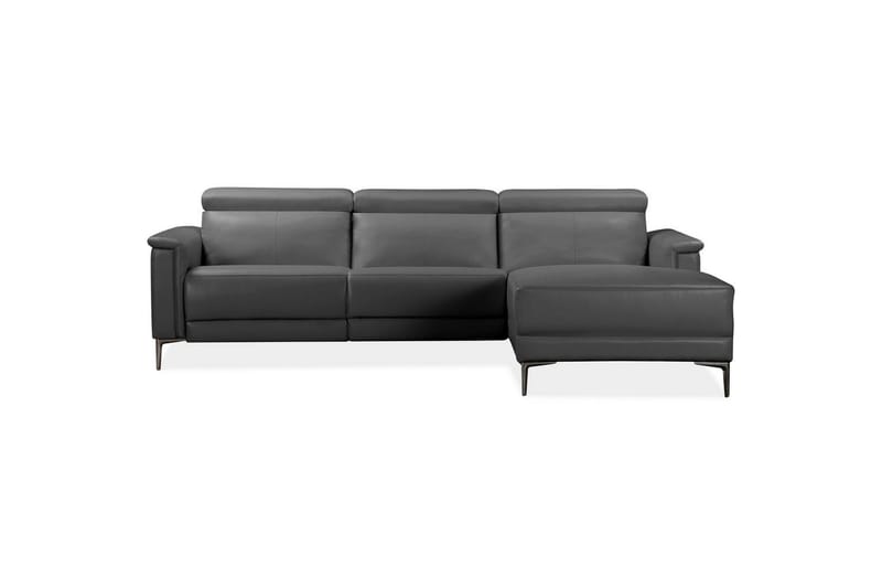 Hjørnesofa 3-seter Lund Grå, Lær/PU, Høyre Manuell Recliner - Grå, Lær/PU, Høyre Manuell Recliner - Møbler - Sofaer - Skinnsofaer