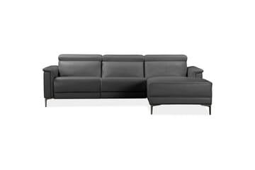 Hjørnesofa 3-seter Lund Grå, Lær/PU, Høyre Manuell Recliner - Grå, Lær/PU, Høyre Manuell Recliner - Møbler - Sofaer - Skinnsofaer