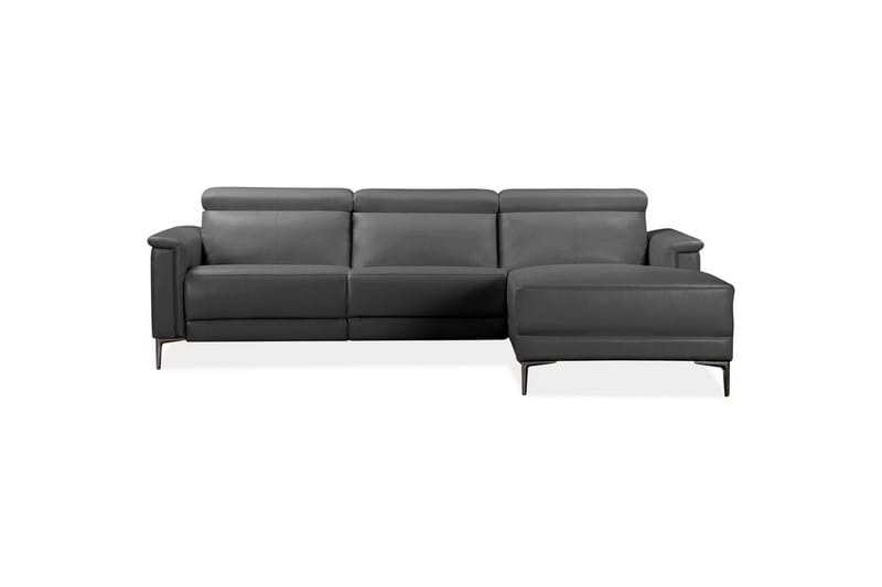 Hjørnesofa 3-seter Lund Grå, Lær/PU, Høyre Manuell Recliner - Grå, Lær/PU, Høyre Manuell Recliner - Møbler - Sofaer - Skinnsofaer