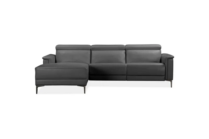 Hjørnesofa 3-seter Lund Grå, Lær/PU, Venstre Elektrisk Recliner - Grå, Lær/PU, Venstre Elektrisk Recliner - Møbler - Sofaer - Skinnsofaer