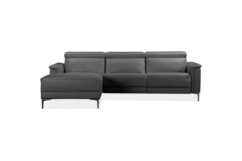 Hjørnesofa 3-seter Lund Grå, Lær/PU, Venstre Elektrisk Recliner - Grå, Lær/PU, Venstre Elektrisk Recliner - Møbler - Sofaer - Skinnsofaer