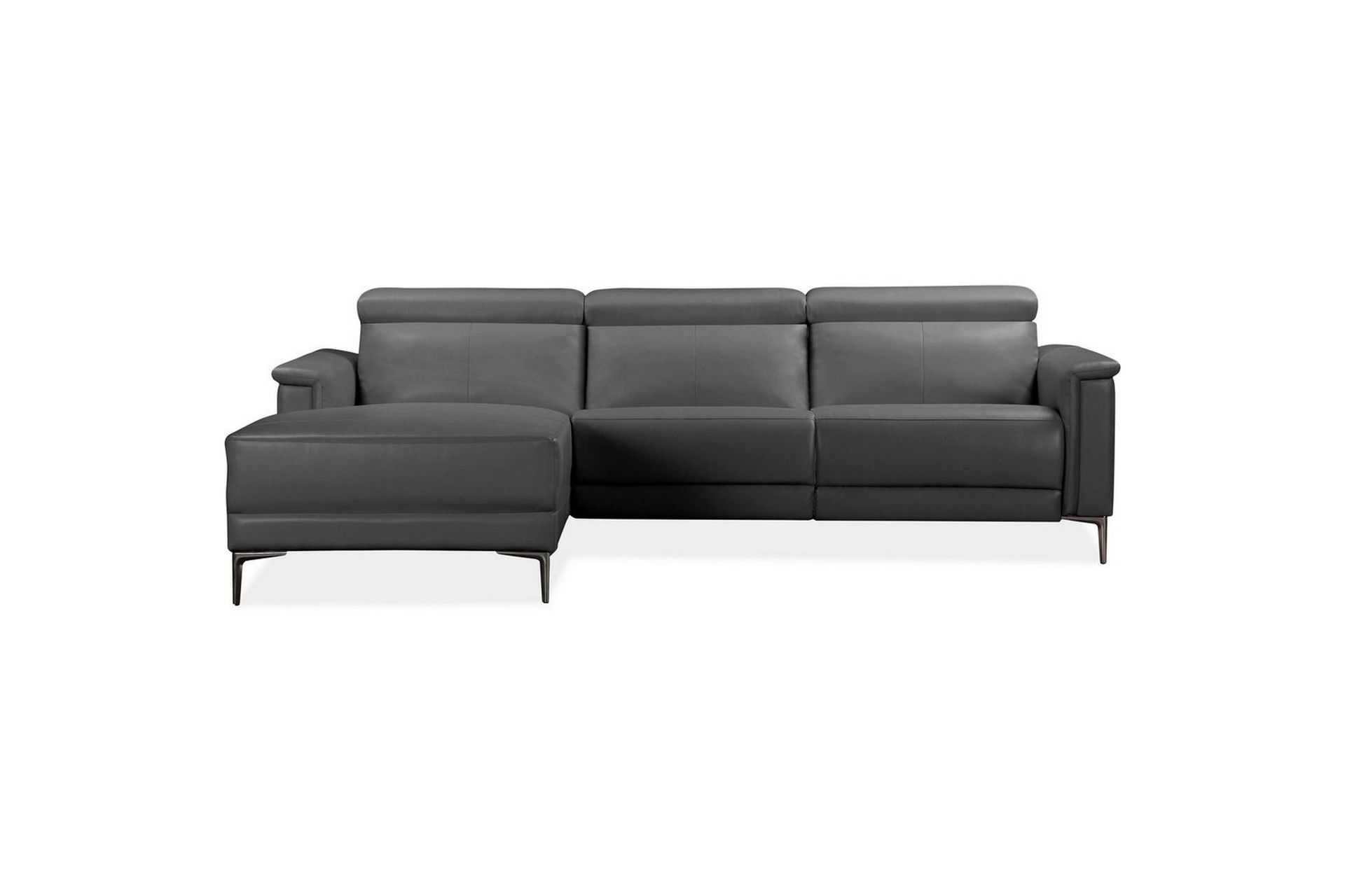 Hjørnesofa 3-seter Lund Grå, Lær/PU, Venstre Manuell Recliner - Grå, Lær/PU, Venstre Manuell Recliner - Møbler - Sofaer - Skinnsofaer