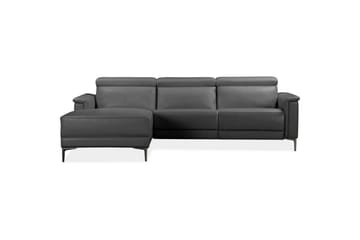 Hjørnesofa 3-seter Lund Grå, Lær/PU, Venstre Manuell Recliner - Grå, Lær/PU, Venstre Manuell Recliner - Møbler - Sofaer - Skinnsofaer