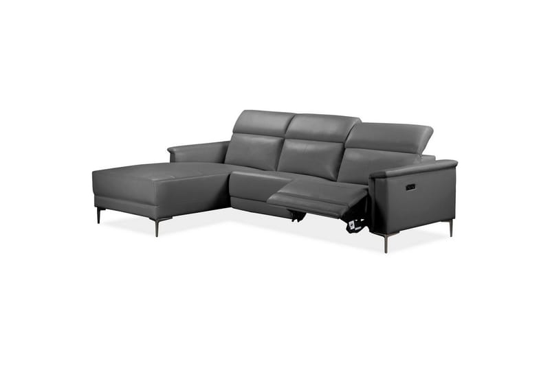 Hjørnesofa 3-seter Lund Grå, PU, Venstre Elektrisk Recliner - Grå, PU, Venstre Elektrisk Recliner - Møbler - Sofaer - Skinnsofaer
