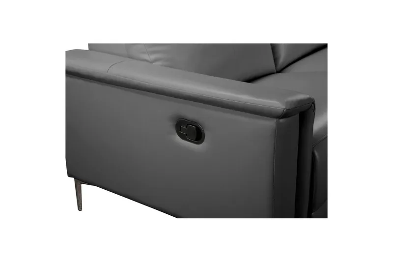 Hjørnesofa 3-seter Lund Grå, PU, Høyre Manuell Recliner - Grå, PU, Høyre Manuell Recliner - Møbler - Sofaer - Skinnsofaer