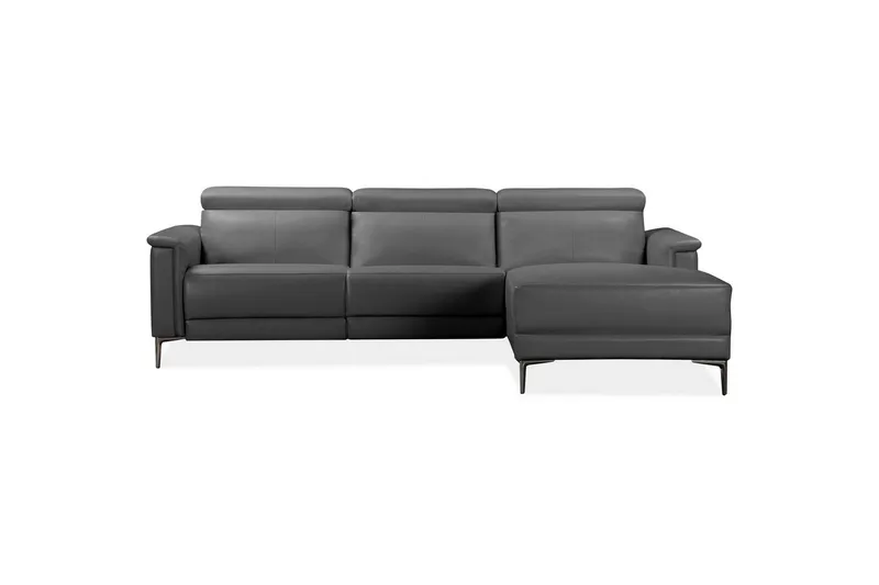 Hjørnesofa 3-seter Lund Grå, PU, Høyre Manuell Recliner - Grå, PU, Høyre Manuell Recliner - Møbler - Sofaer - Skinnsofaer