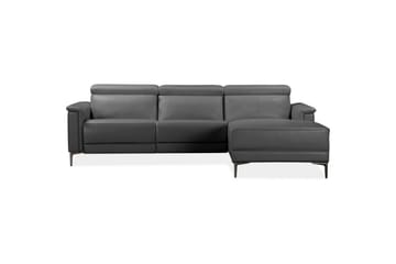 Hjørnesofa 3-seter Lund Grå, PU, Høyre Manuell Recliner - Grå, PU, Høyre Manuell Recliner - Møbler - Sofaer - Skinnsofaer