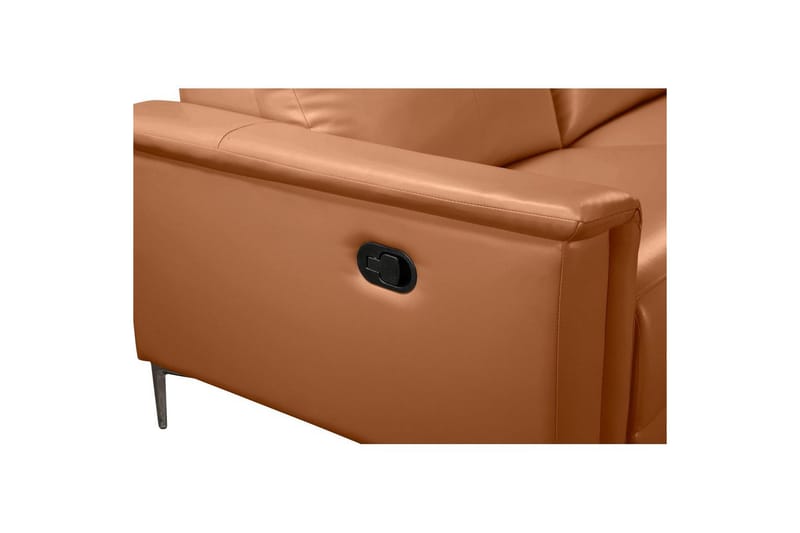 Hjørnesofa 3-seter Lund Kognac, Lær/PU, Høyre Manuell Recliner - Kognac, Lær/PU, Høyre Manuell Recliner - Møbler - Sofaer - Skinnsofaer