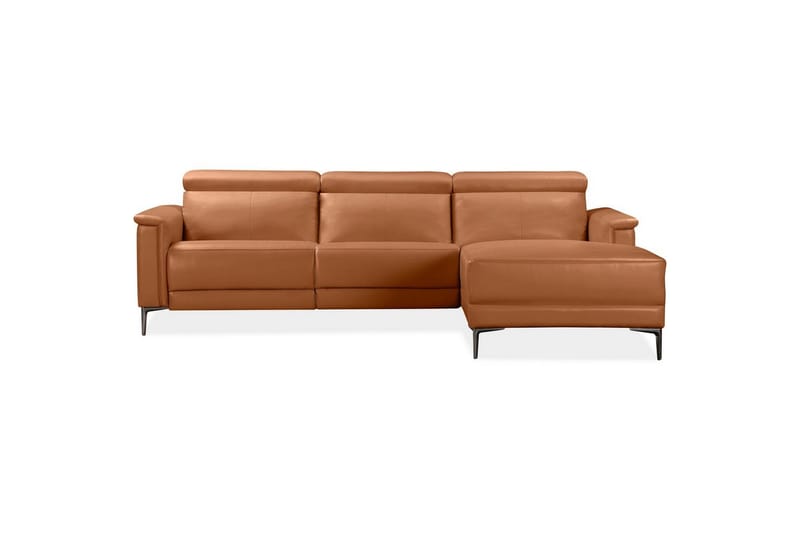 Hjørnesofa 3-seter Lund Kognac, Lær/PU, Høyre Manuell Recliner - Kognac, Lær/PU, Høyre Manuell Recliner - Møbler - Sofaer - Skinnsofaer