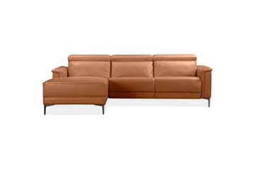 Hjørnesofa 3-seter Lund Kognac, L ær/PU, Venstre Elektrisk Recliner - Kognac, Lær/PU, Venstre Elektrisk Recliner - Møbler - Sofaer - Skinnsofaer