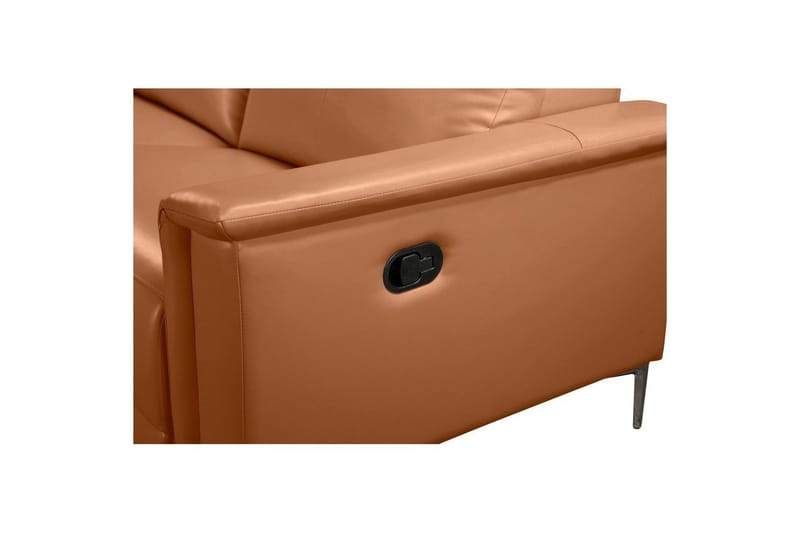 Hjørnesofa 3-seter Lund Kognac, Lær/PU, Venstre Manuell Recliner - Kognac, Lær/PU, Venstre Manuell Recliner - Møbler - Sofaer - Skinnsofaer