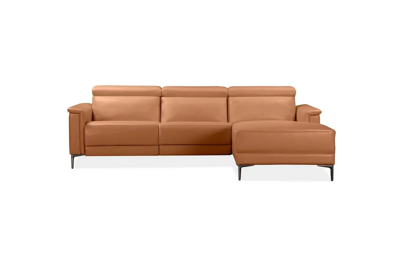 Hjørnesofa 3-seter Lund Kognac, PU, Høyre Elektrisk Recliner - Kognac, PU, Høyre Elektrisk Recliner - Møbler - Sofaer - Skinnsofaer