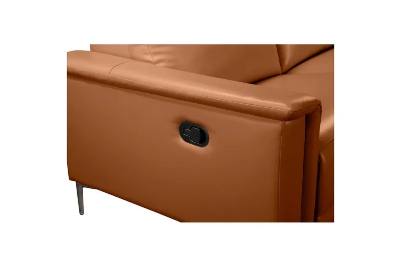 Hjørnesofa 3-seter Lund Kognac, PU, Høyre Manuell Recliner - Kognac, PU, Høyre Manuell Recliner - Møbler - Sofaer - Skinnsofaer