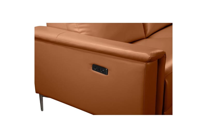Hjørnesofa 3-seter Lund Kognac, PU, Høyre Elektrisk Recliner - Kognac, PU, Høyre Elektrisk Recliner - Møbler - Sofaer - Skinnsofaer