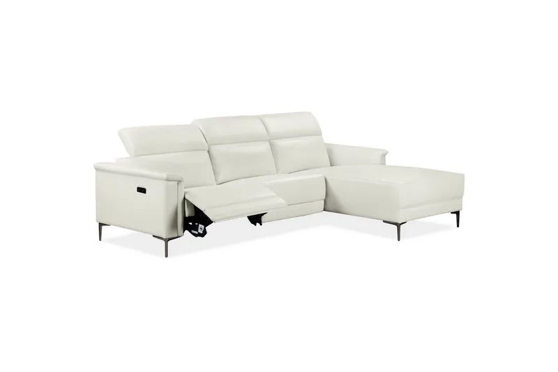 Hjørnesofa 3-seter Lund Krem, PU, Høyre Elektrisk Recliner - Krem, PU, Høyre Elektrisk Recliner - Møbler - Sofaer - Skinnsofaer