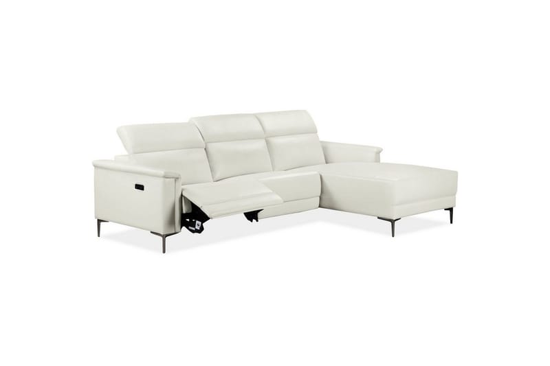 Hjørnesofa 3-seter Lund Krem, PU, Høyre Elektrisk Recliner - Krem, PU, Høyre Elektrisk Recliner - Møbler - Sofaer - Skinnsofaer