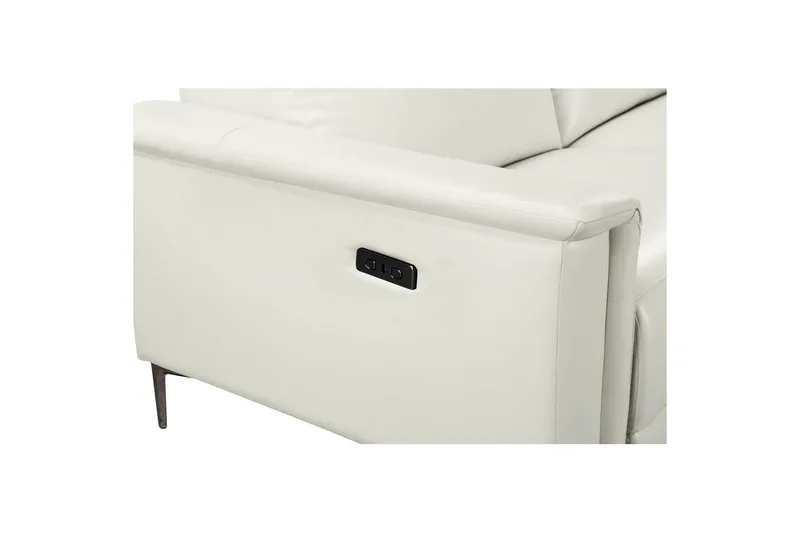 Hjørnesofa 3-seter Lund Krem, PU, Høyre Elektrisk Recliner - Krem, PU, Høyre Elektrisk Recliner - Møbler - Sofaer - Skinnsofaer