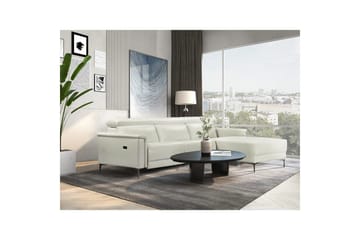 Hjørnesofa 3-seter Lund Krem, PU, Høyre Elektrisk Recliner - Krem, PU, Høyre Elektrisk Recliner - Møbler - Sofaer - Skinnsofaer